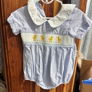 Petit Bebe Light Blue and White Baby Outfit